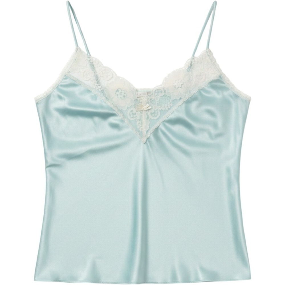 Private Treasures by Avon Vintage Blue Lace Trim Camisole Top AU9007 Small USA